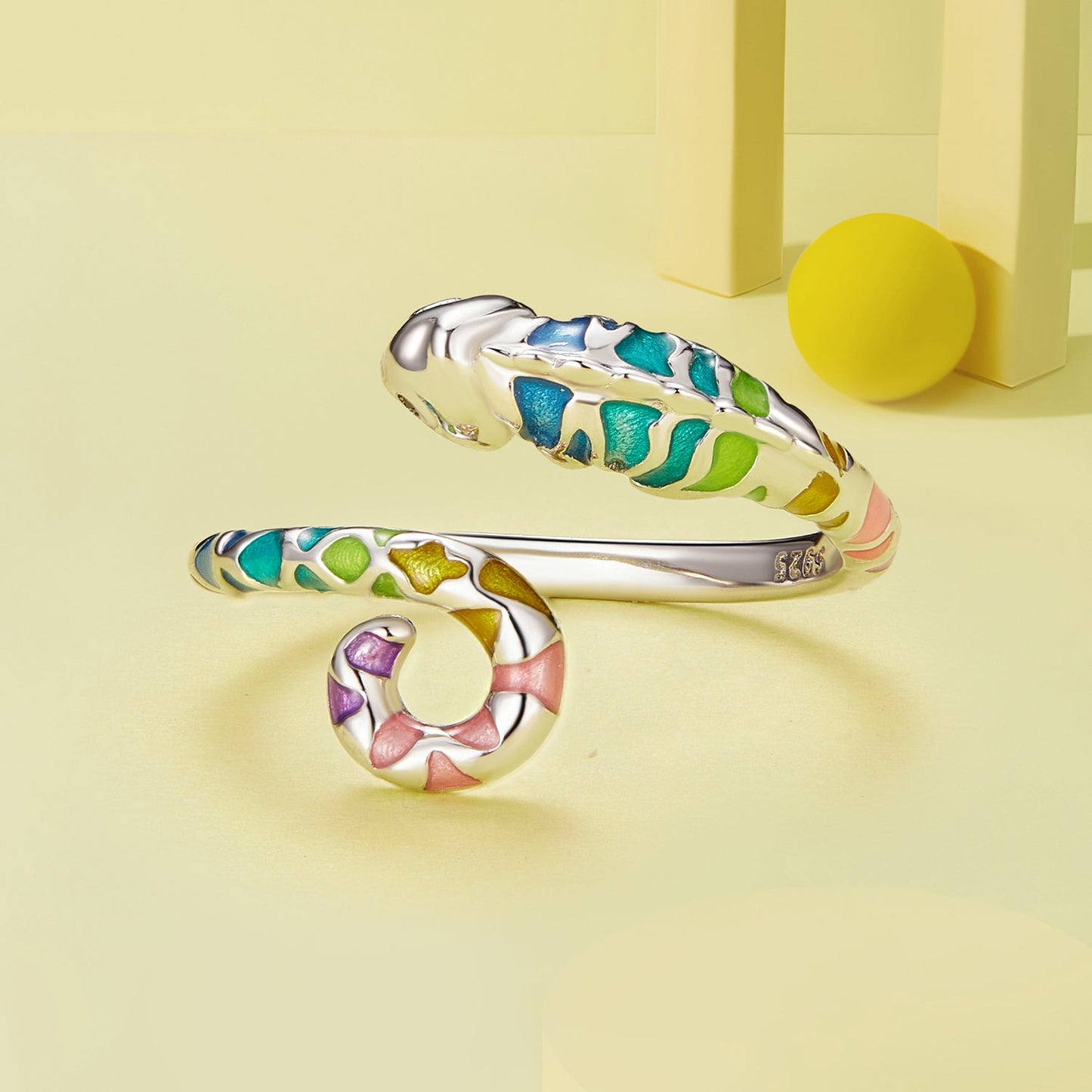925 Sterling Silver Enamel Process Pavé Setting CZ Ring for Women