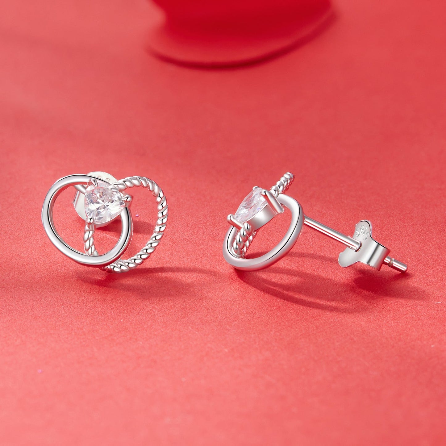 925 Sterling Silver White Gold Plated Pavé Setting CZ Earrings