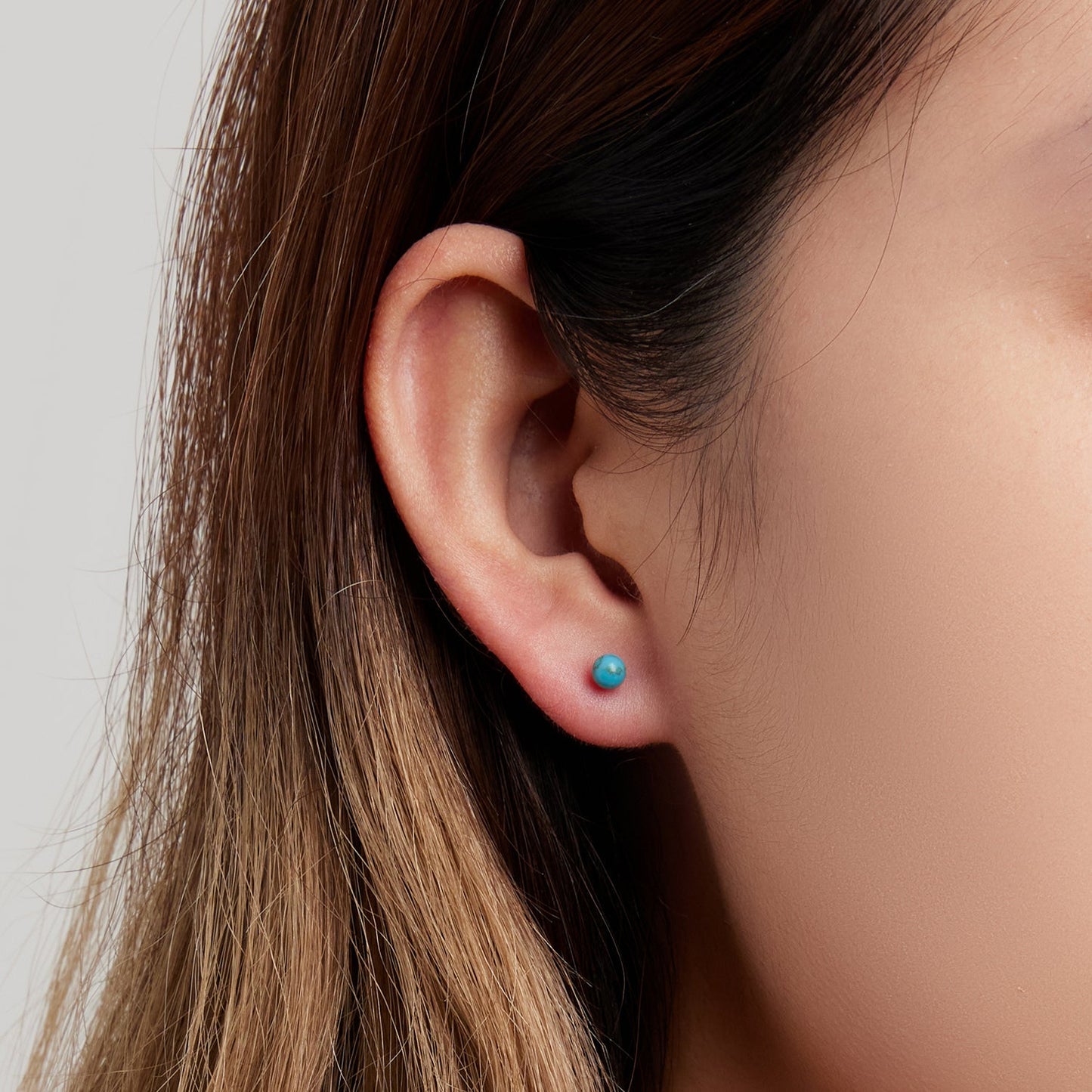 925 Sterling Silver Turquoise Earrings 0.4cm for Women