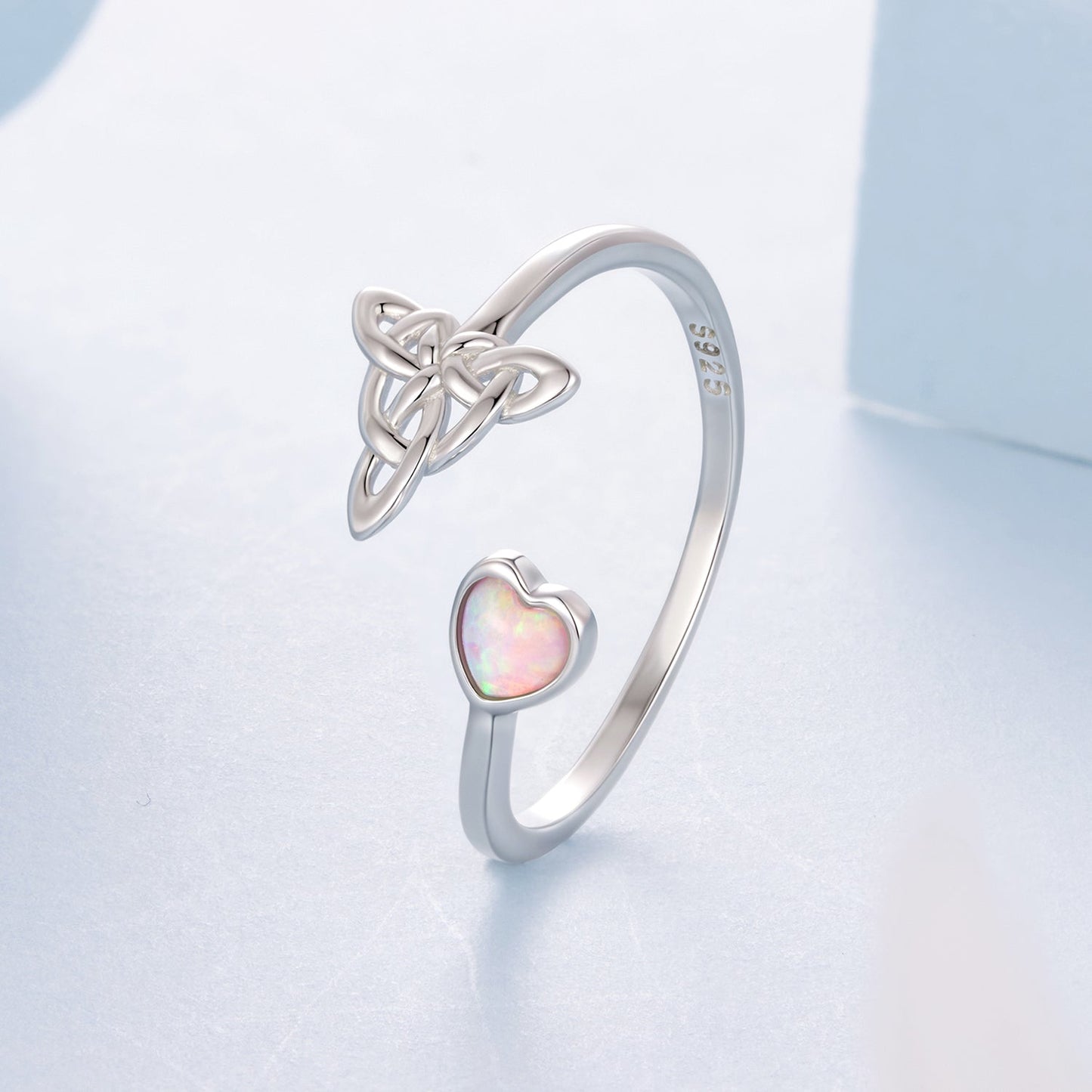 925 Sterling Silver Synthetic Opal White Gold Plated Ring for Women