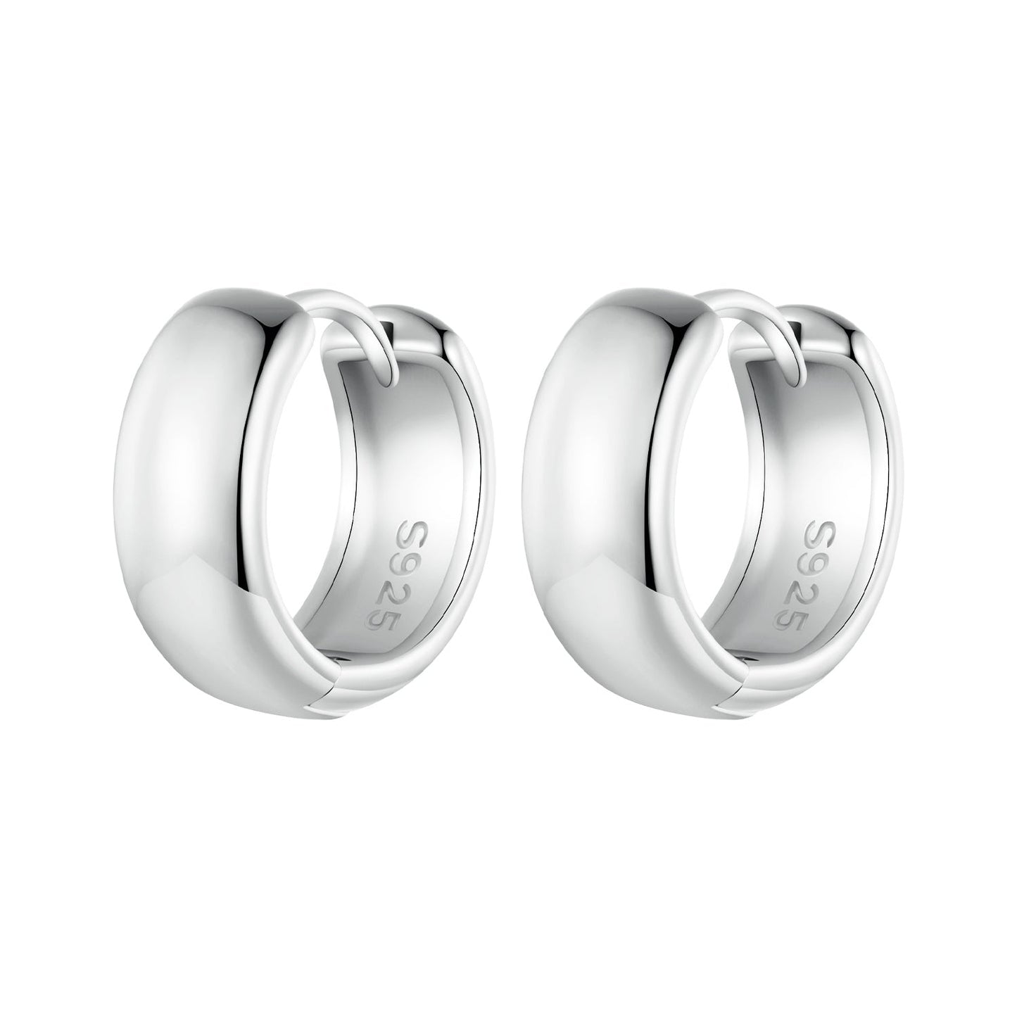 925 Sterling Silver Platinum Plated Earrings 11x5mm for Women