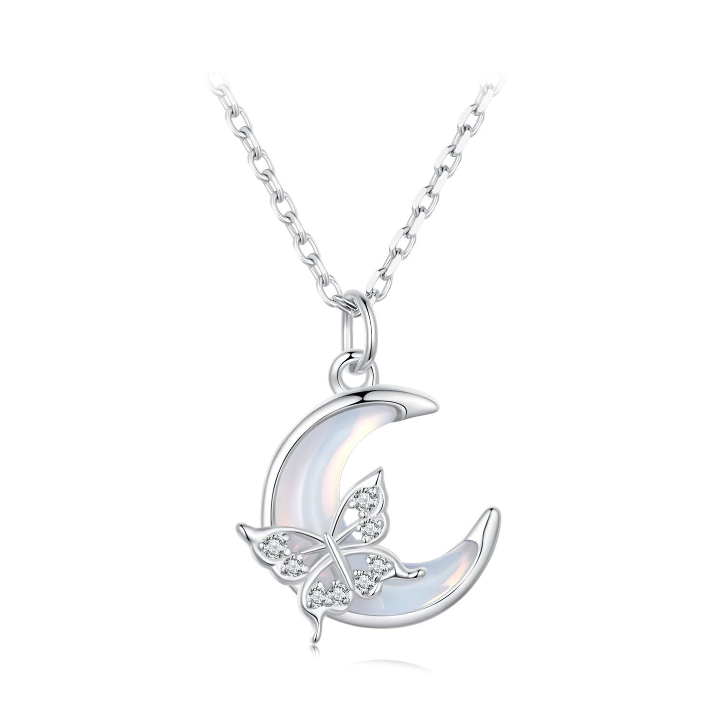 925 Sterling Silver Necklace with CZ and Resin Pendant