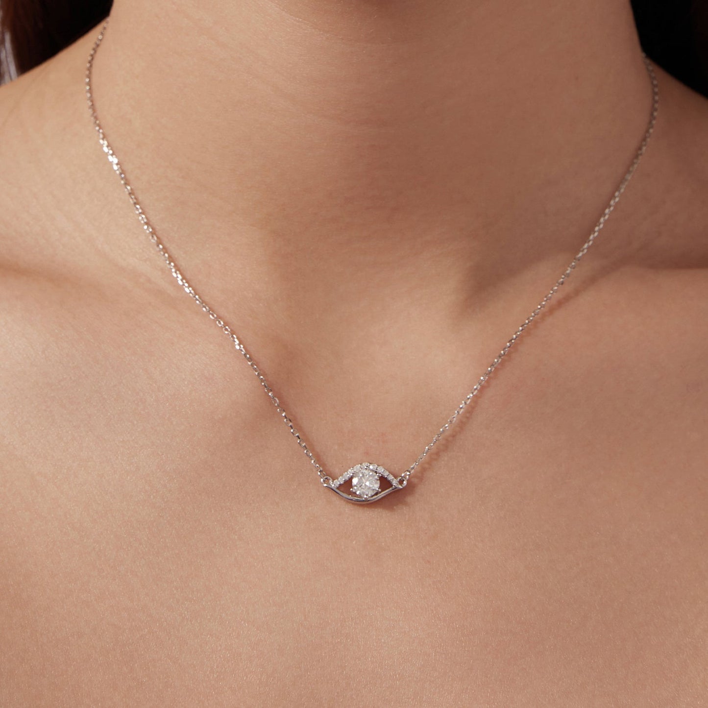 925 Sterling Silver Moissanite Necklace 40+5cm in Length for Women