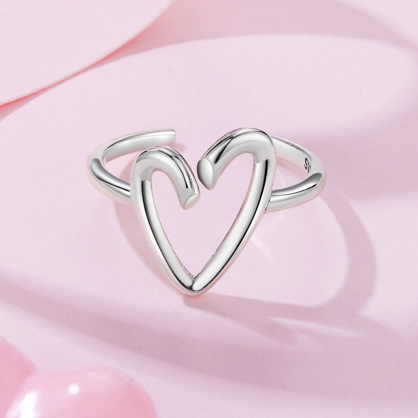 925 Sterling Silver Oxidized Silver Heart Ring for Women