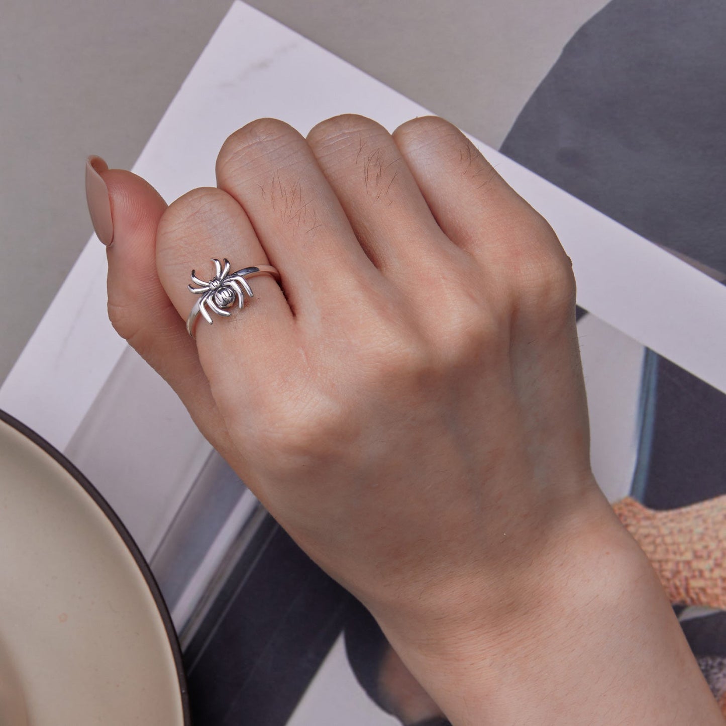 925 Sterling Silver Oxidized Spider Ring