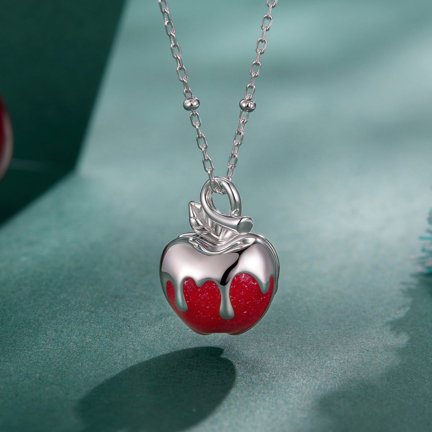 925 Sterling Silver White Gold Plated Enamel Necklace 40+5cm for Women