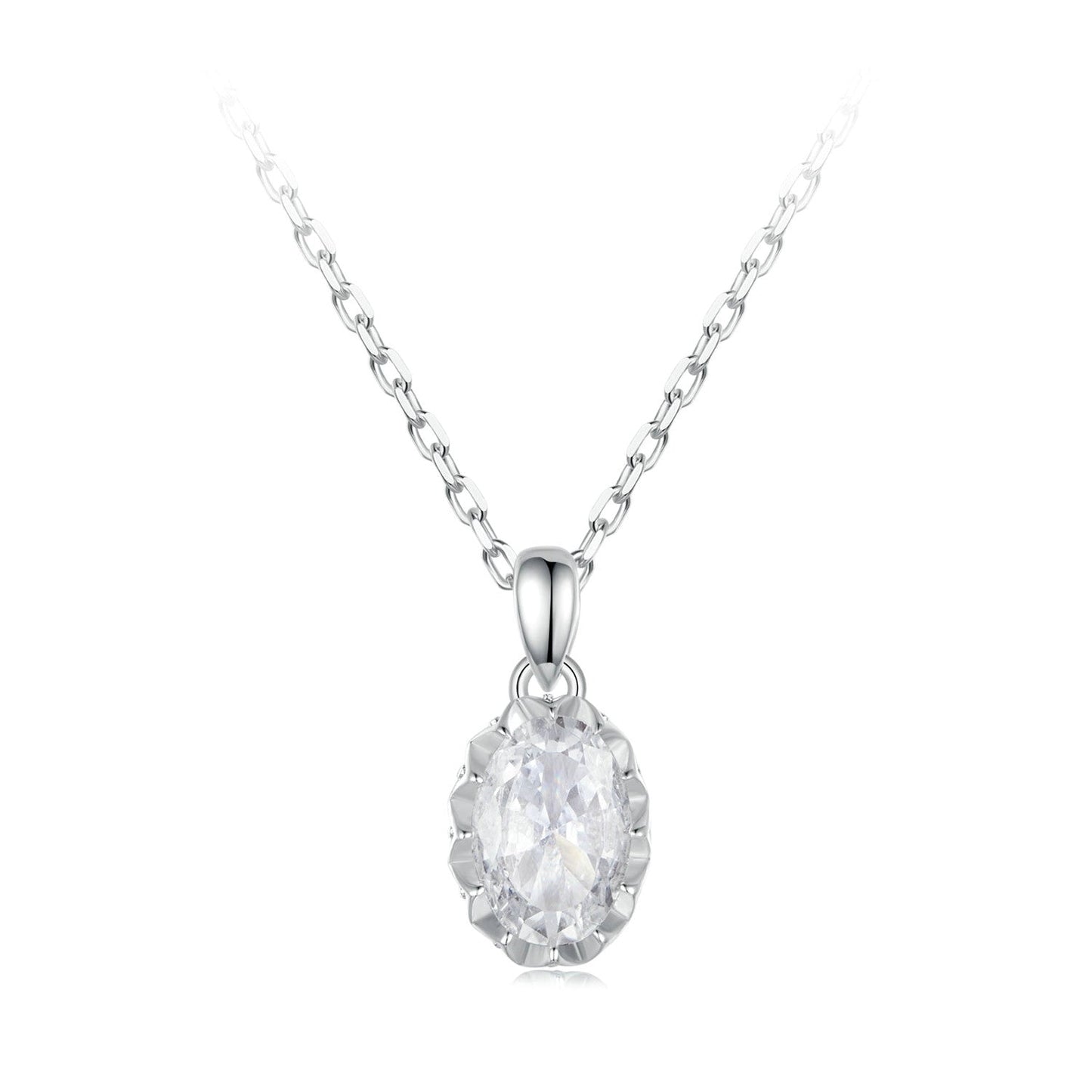 925 Sterling Silver 1 Carat Moissanite Necklace with Pavé Setting, 400 mm Length for Women
