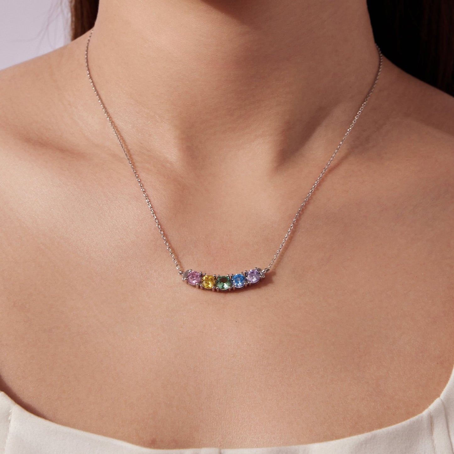 925 Sterling Silver White Gold Plated 40+5cm Necklace with Pavé Setting CZ for Women