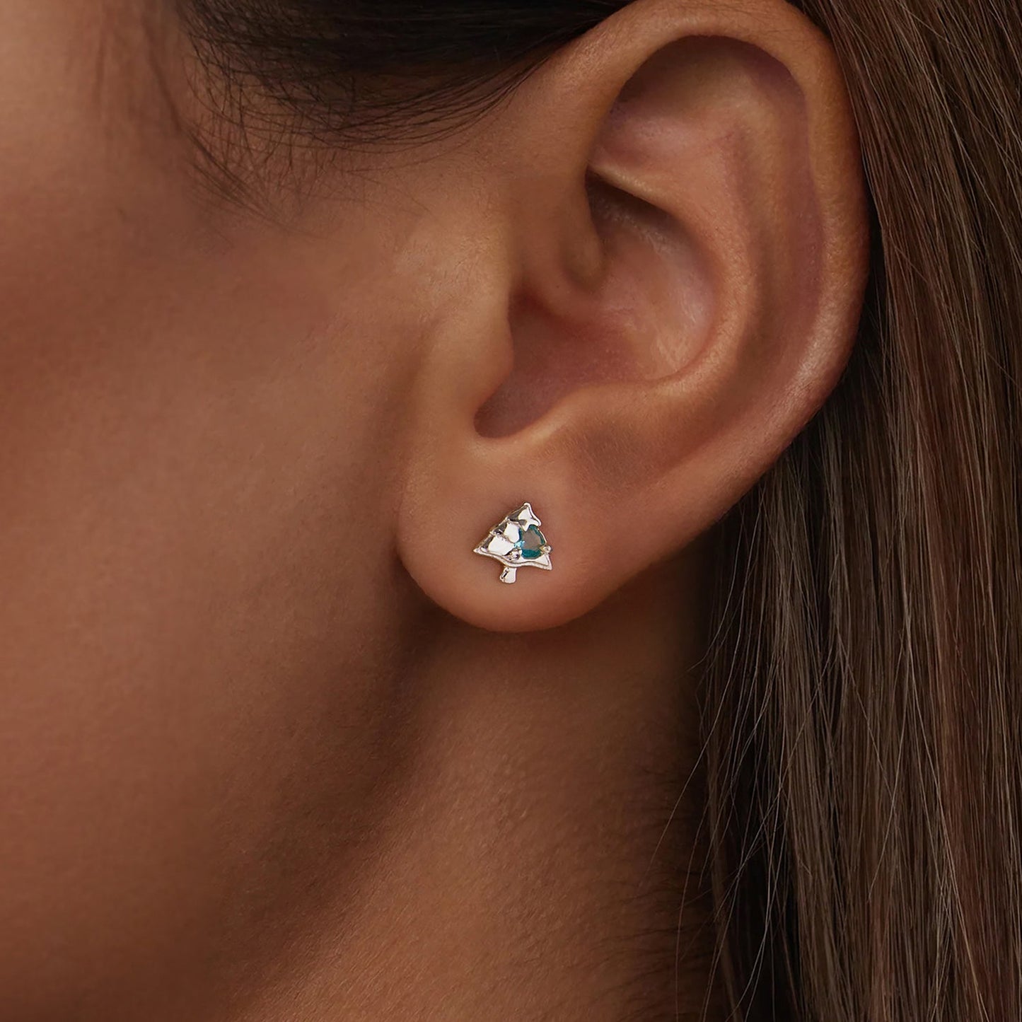 925 Sterling Silver White Gold Plated Transparent Glass Earrings for Women