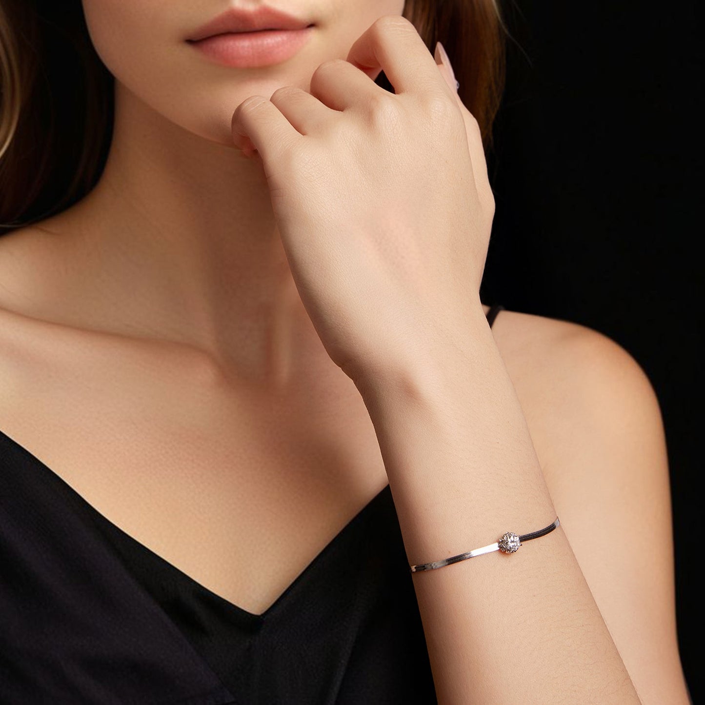 925 Sterling Silver Moissanite 0.50 Carat Bracelet with Pavé Setting and White Gold Plating for Women