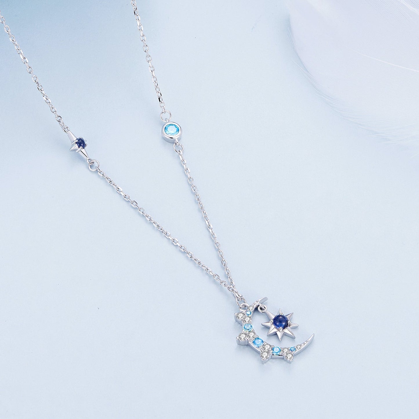 925 Sterling Silver Necklace with Pavé Setting CZ and Spinel Pendant