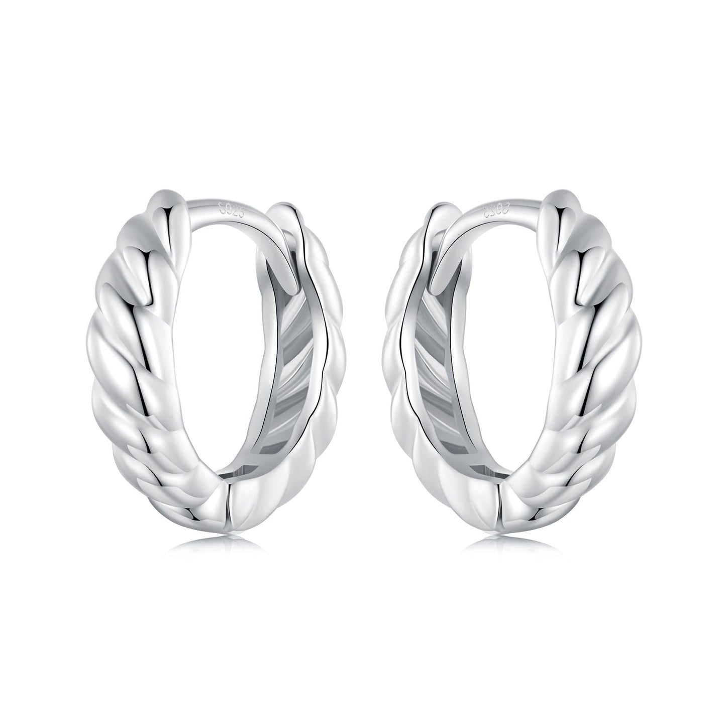 925 Sterling Silver Plated White Gold Earrings for Women - Size 11*3mm