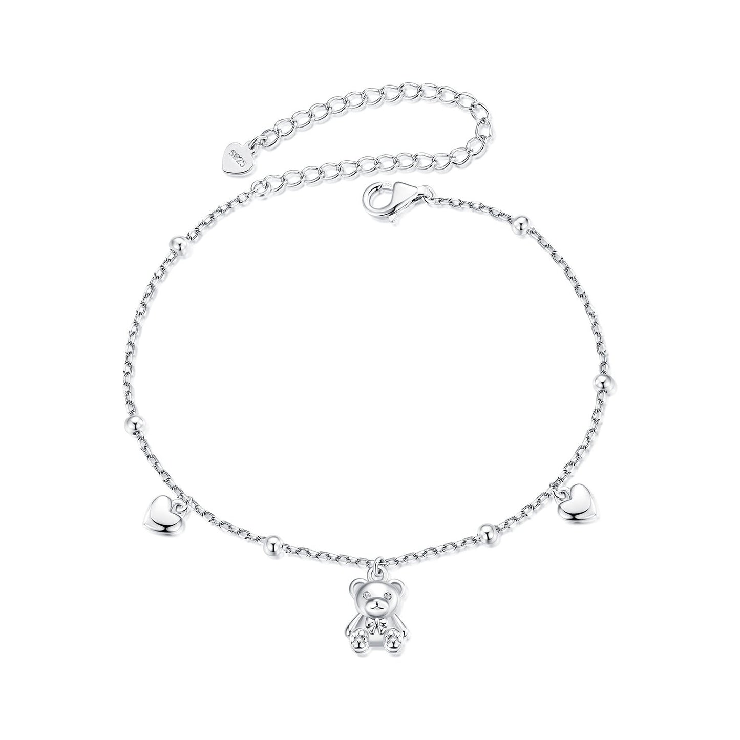 925 Sterling Silver Bracelet with Pavé Setting CZ, 150+60mm Length for Women