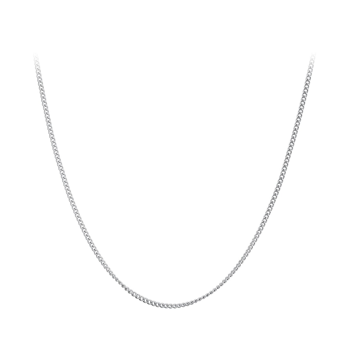 925 Sterling Silver 45S Platinum Plated Necklace for Women - 400mm Length, 0.8mm Thickness