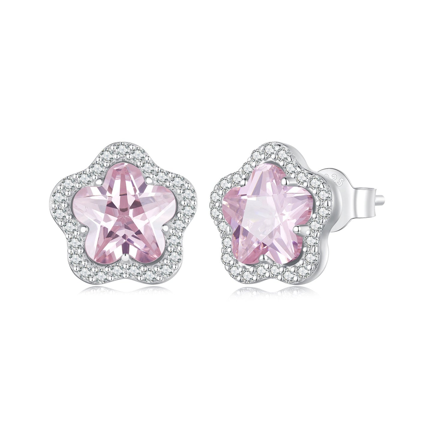 925 Sterling Silver Earrings with Pavé Setting CZ and Transparent Glass for Women