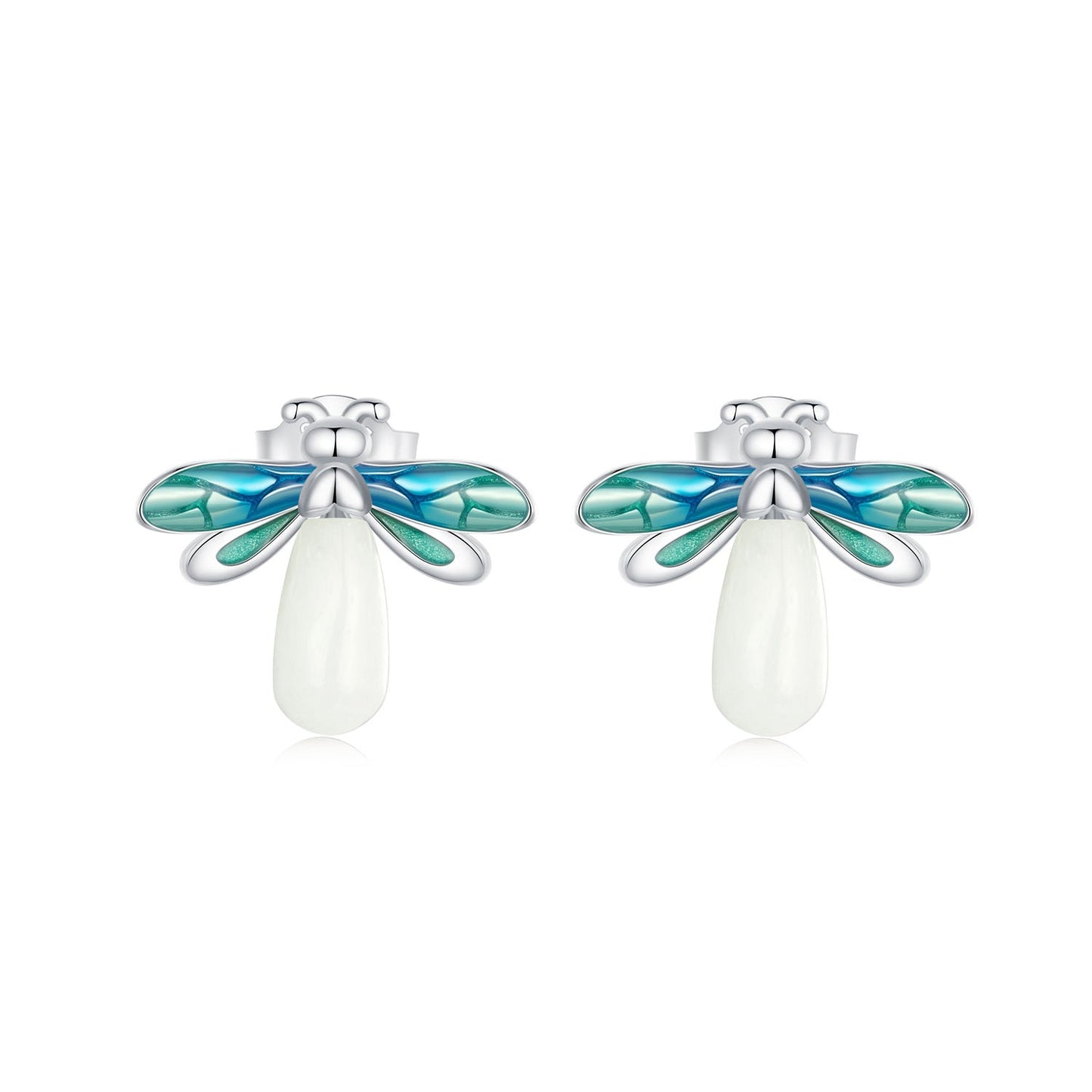 925 Sterling Silver Earrings with Luminous Stone in 10x12mm