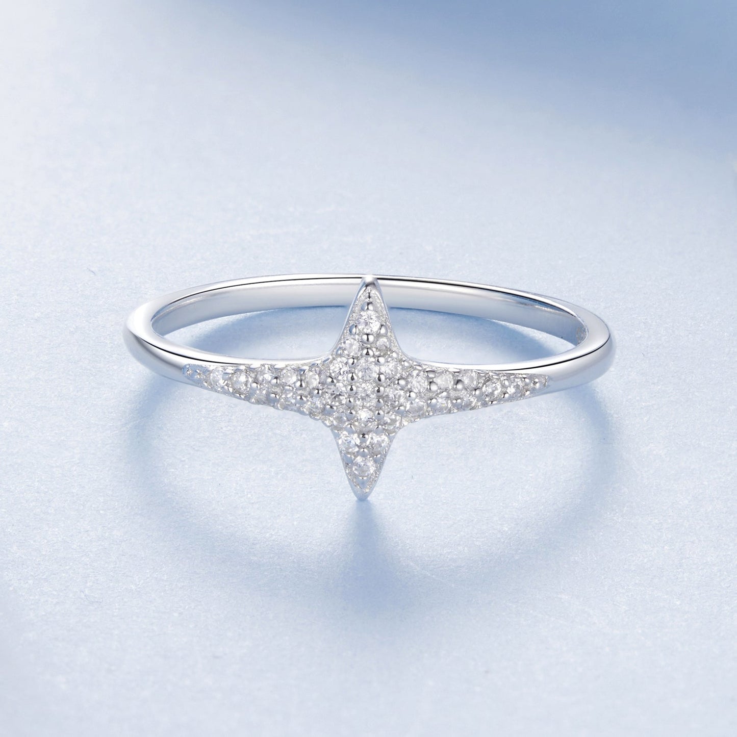 925 Sterling Silver White Gold Plated Ring with Pavé Setting CZ, Size 6.0 for Women