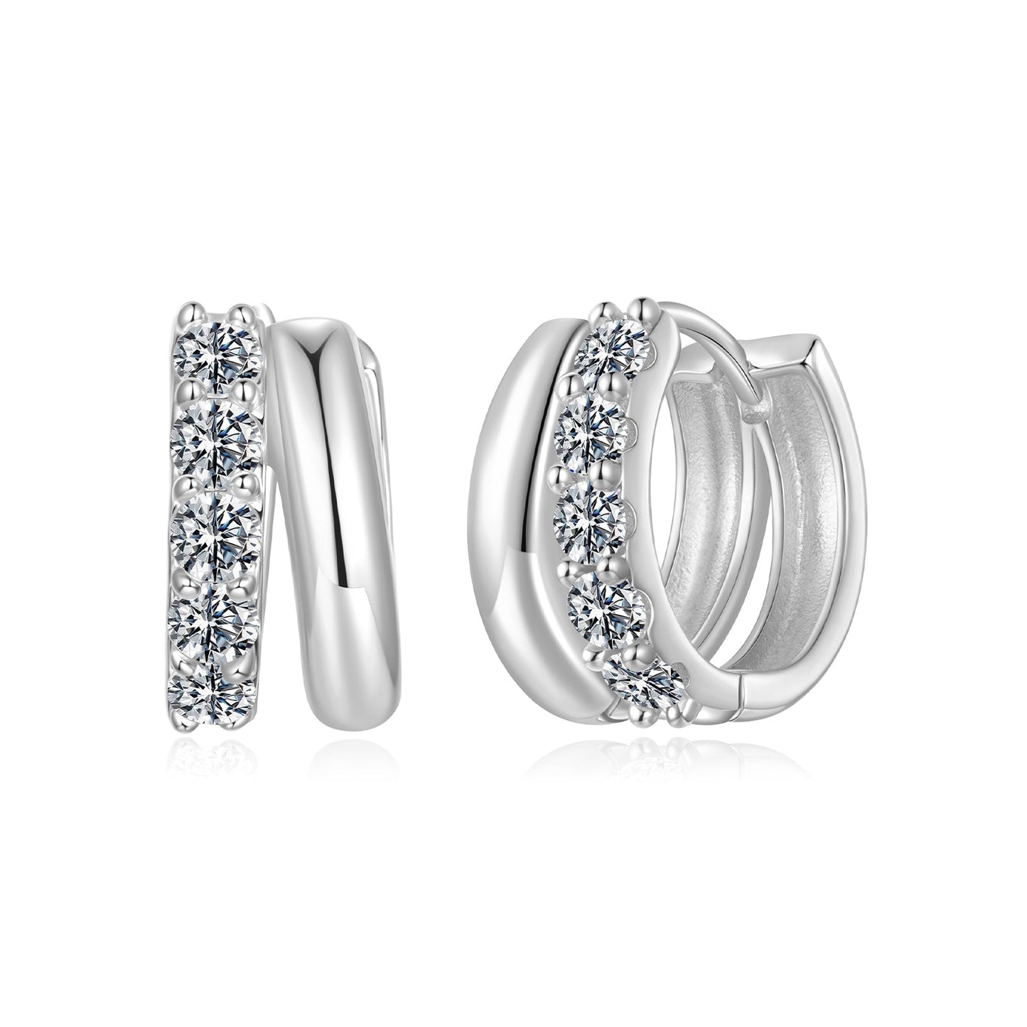 925 Sterling Silver Moissanite 0.06 Carat White Gold Plated Earrings for Women
