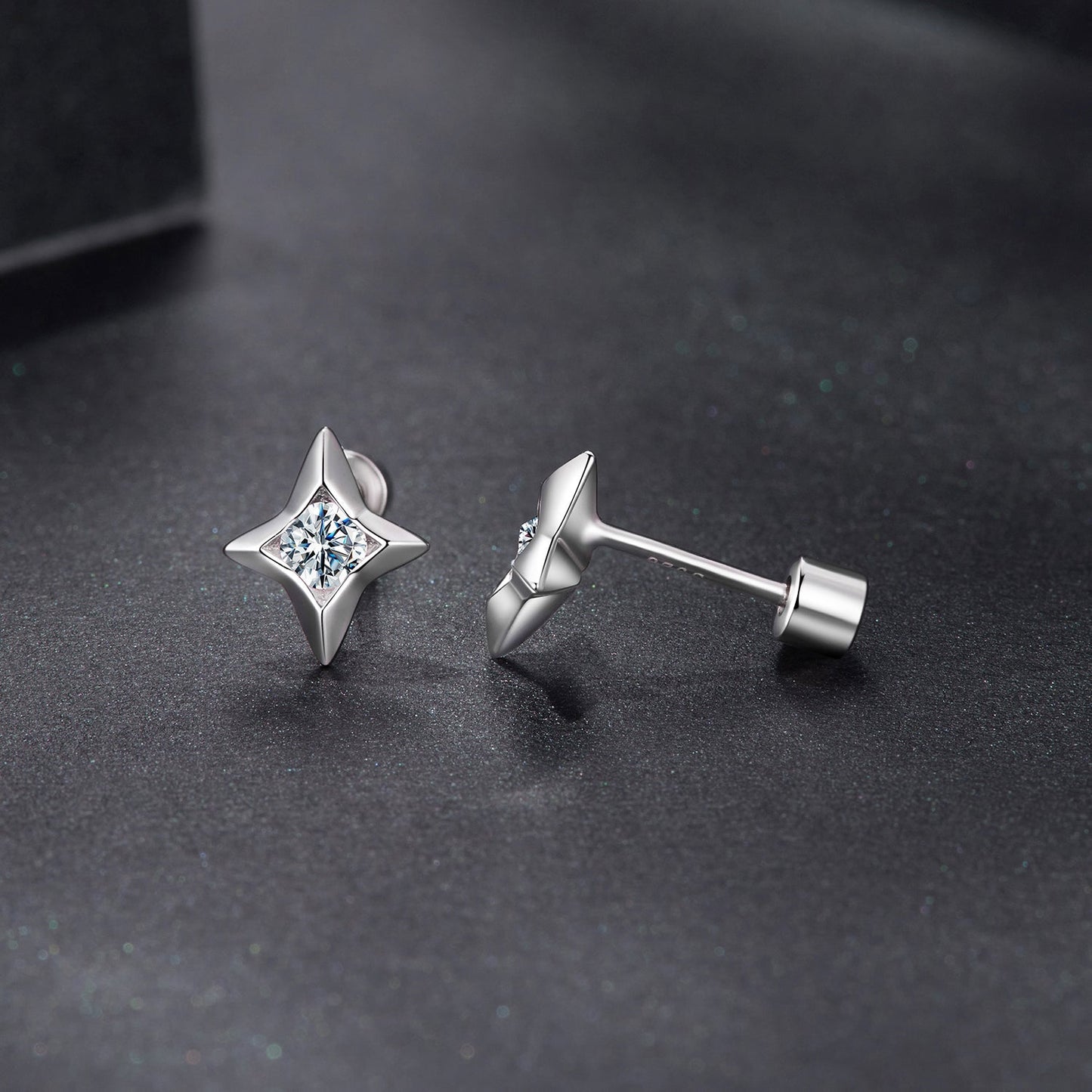 925 Sterling Silver Moissanite Earrings 0.8cm for Women