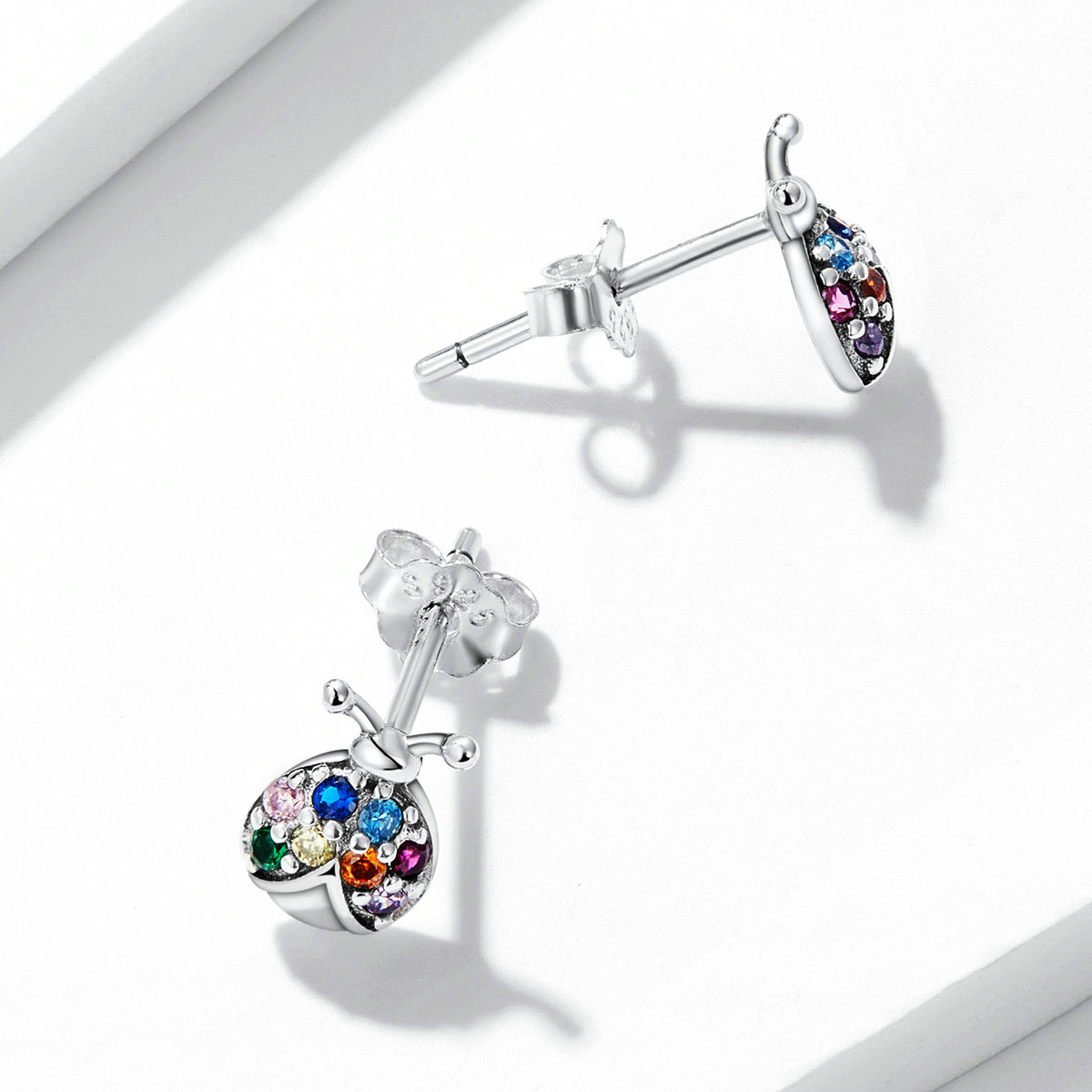 925 Sterling Silver Earrings with Oxidized Finish and Pavé Setting CZ