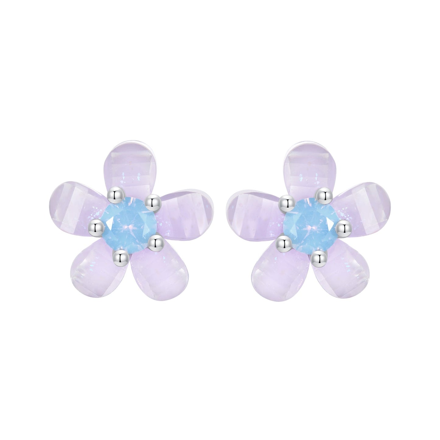 925 Sterling Silver Opal 8mm Earrings for Women