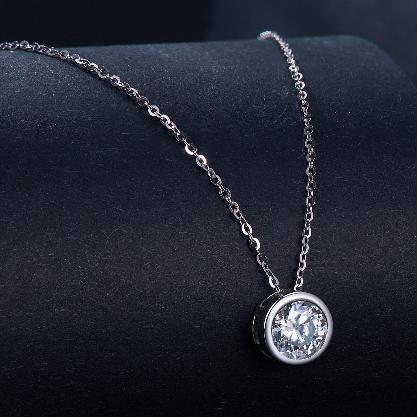 S925 Sterling Silver Moissanite Necklace 400mm with 1ct Moissanite for Women