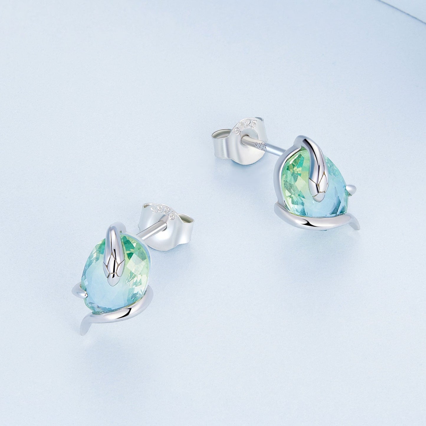 925 Sterling Silver Transparent Glass Earrings for Women