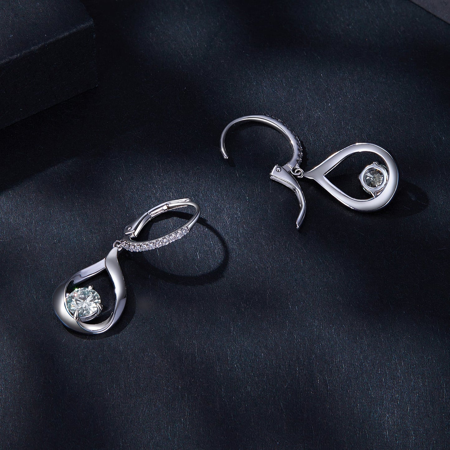 925 Sterling Silver Moissanite 0.5ct Earrings with Pavé Setting, Size 30*11mm for Women