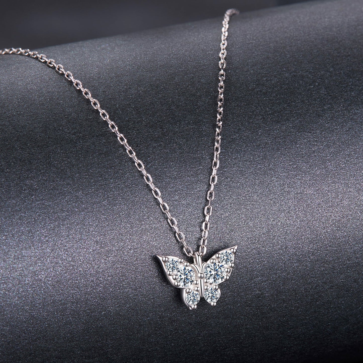 925 Sterling Silver Plated White Gold Moissanite Necklace 40+5cm for Women
