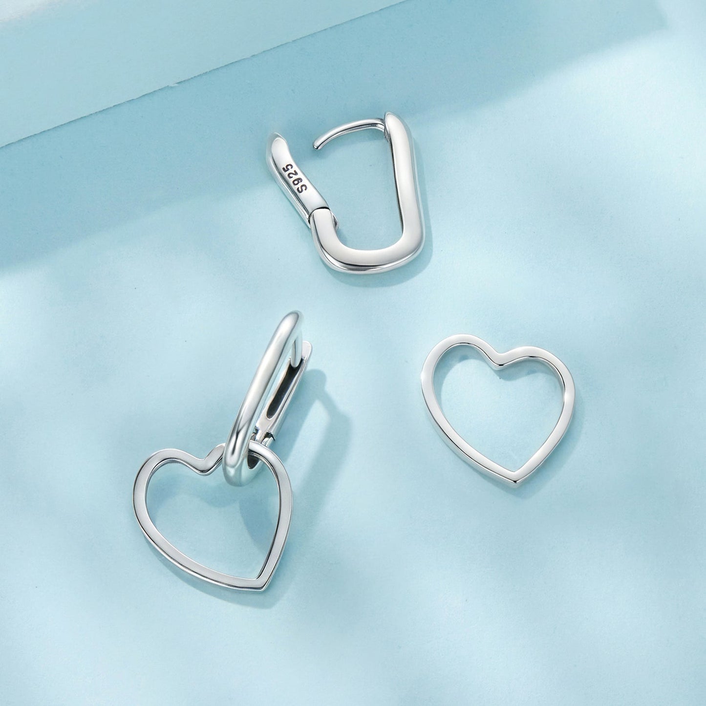 925 Sterling Silver Earrings with Love Pendant for Women