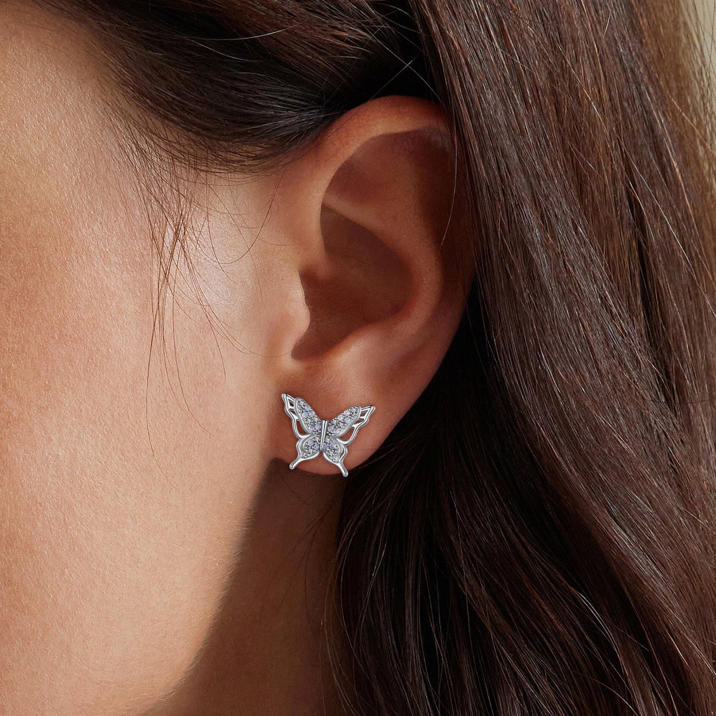 925 Sterling Silver Opal Nanometer Stone Earrings for Women