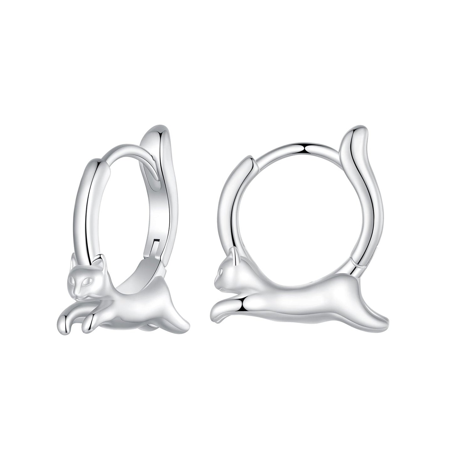 925 Sterling Silver Earrings for Women, Size 15*4mm, Inner Diameter 10mm, Plated Platinum