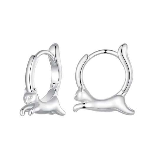 925 Sterling Silver Earrings for Women, Size 15*4mm, Inner Diameter 10mm, Plated Platinum