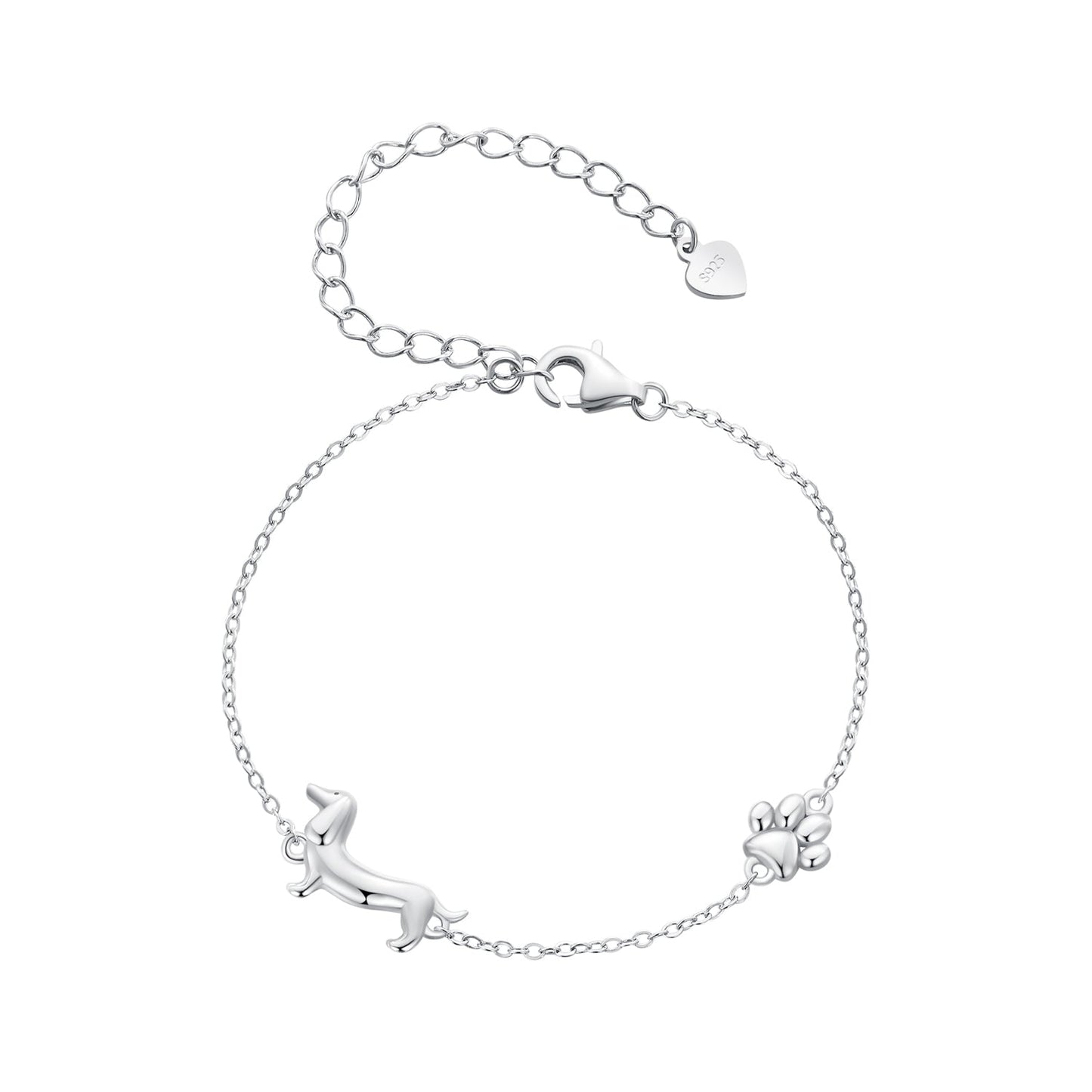 925 Sterling Silver Plated Platinum 150mm+60mm Bracelet for Women