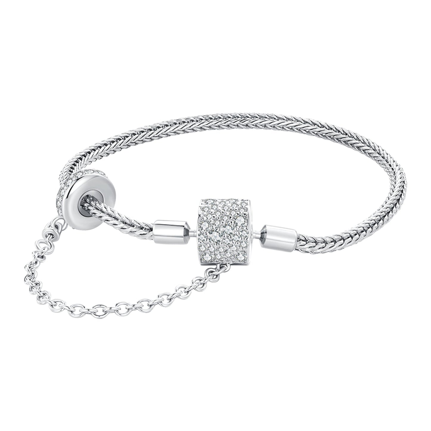 925 Sterling Silver Bracelet 17cm with Pavé Setting CZ for Women