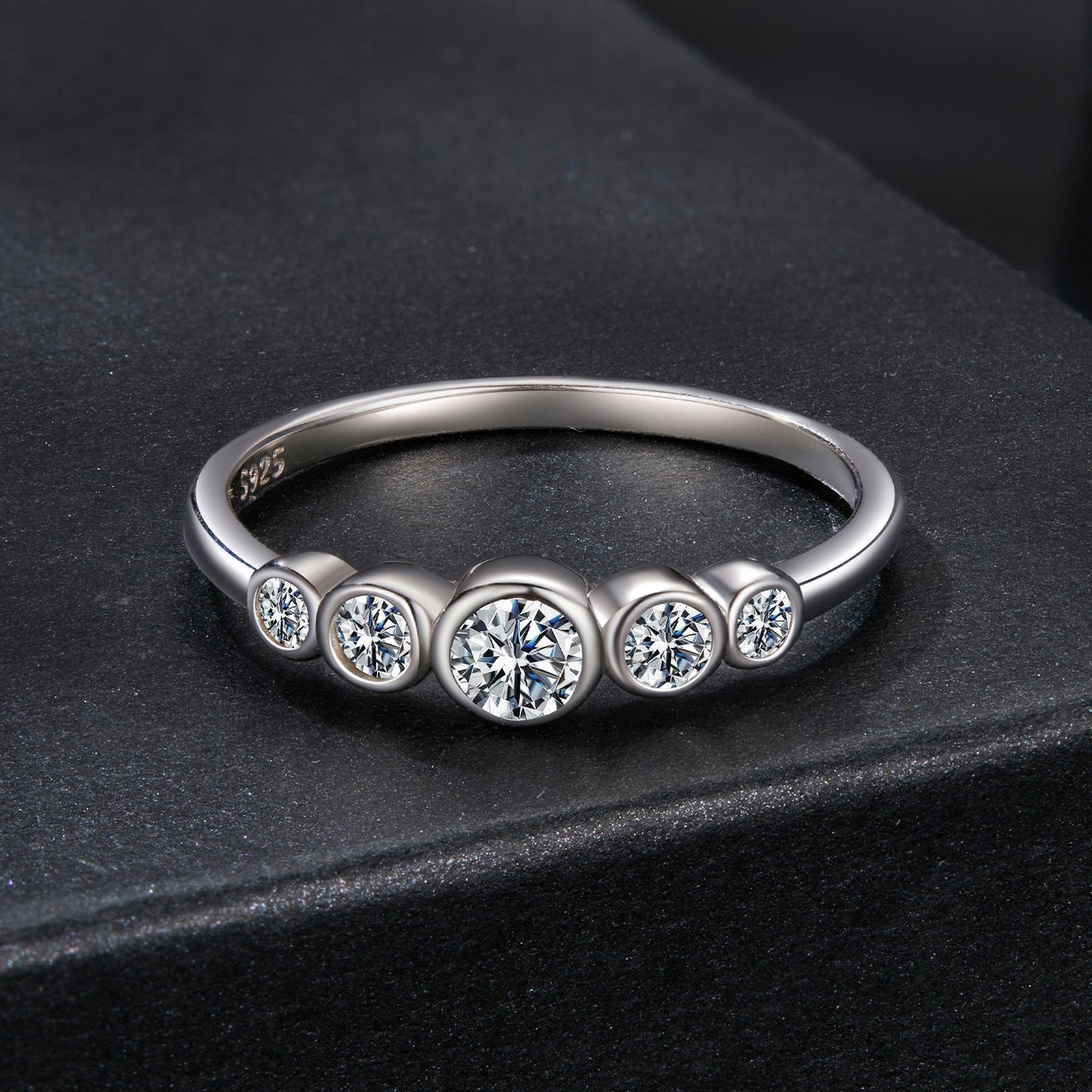 925 Sterling Silver Moissanite Ring Size 6, 0.20ct, Plated White Gold for Women