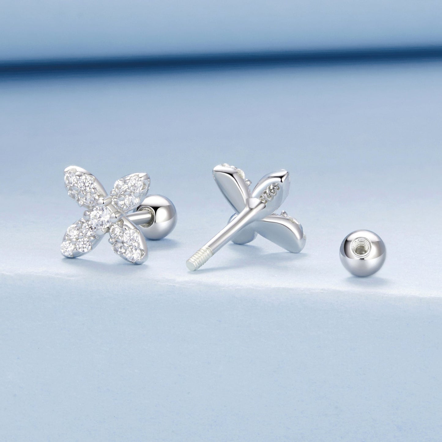 925 Sterling Silver Earrings with Pavé Setting CZ in Elegant Design