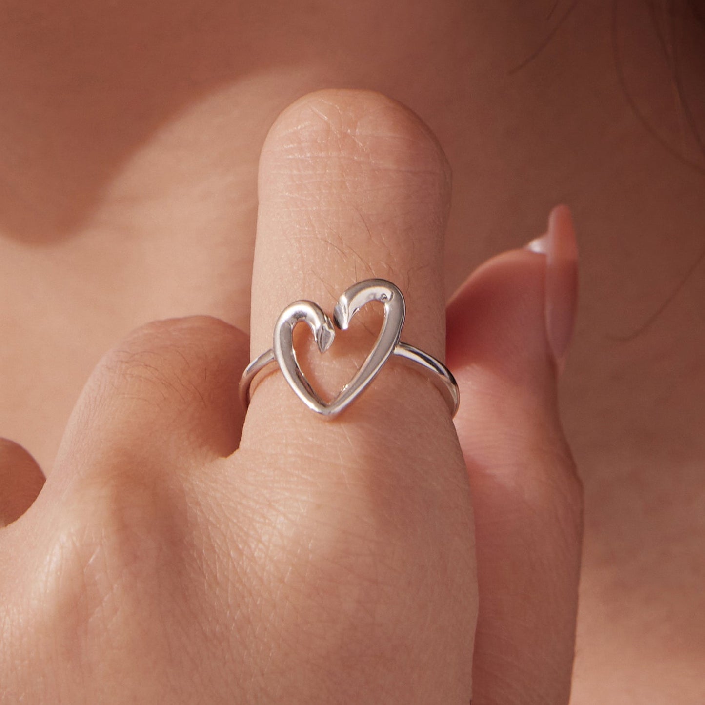 925 Sterling Silver Oxidized Silver Heart Ring for Women