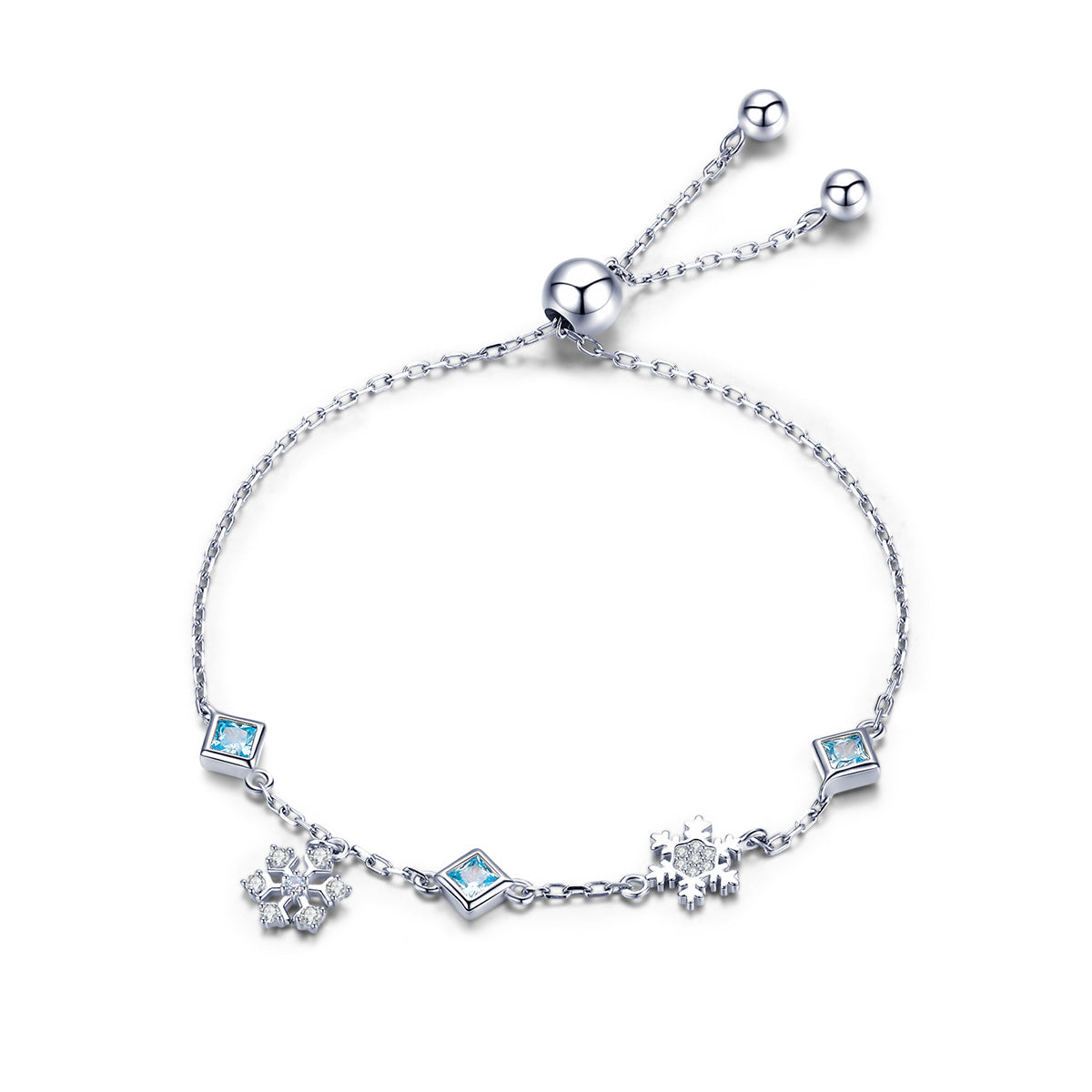 925 Sterling Silver Adjustable Bracelet for Women - 22cm