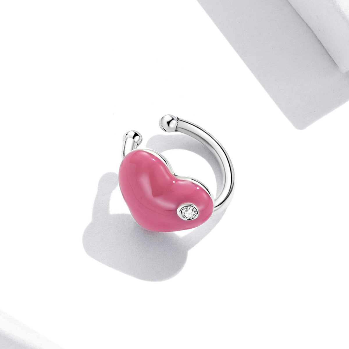 925 Sterling Silver Earrings with Pavé CZ & Enamel, 1.0*1.3cm, for Women