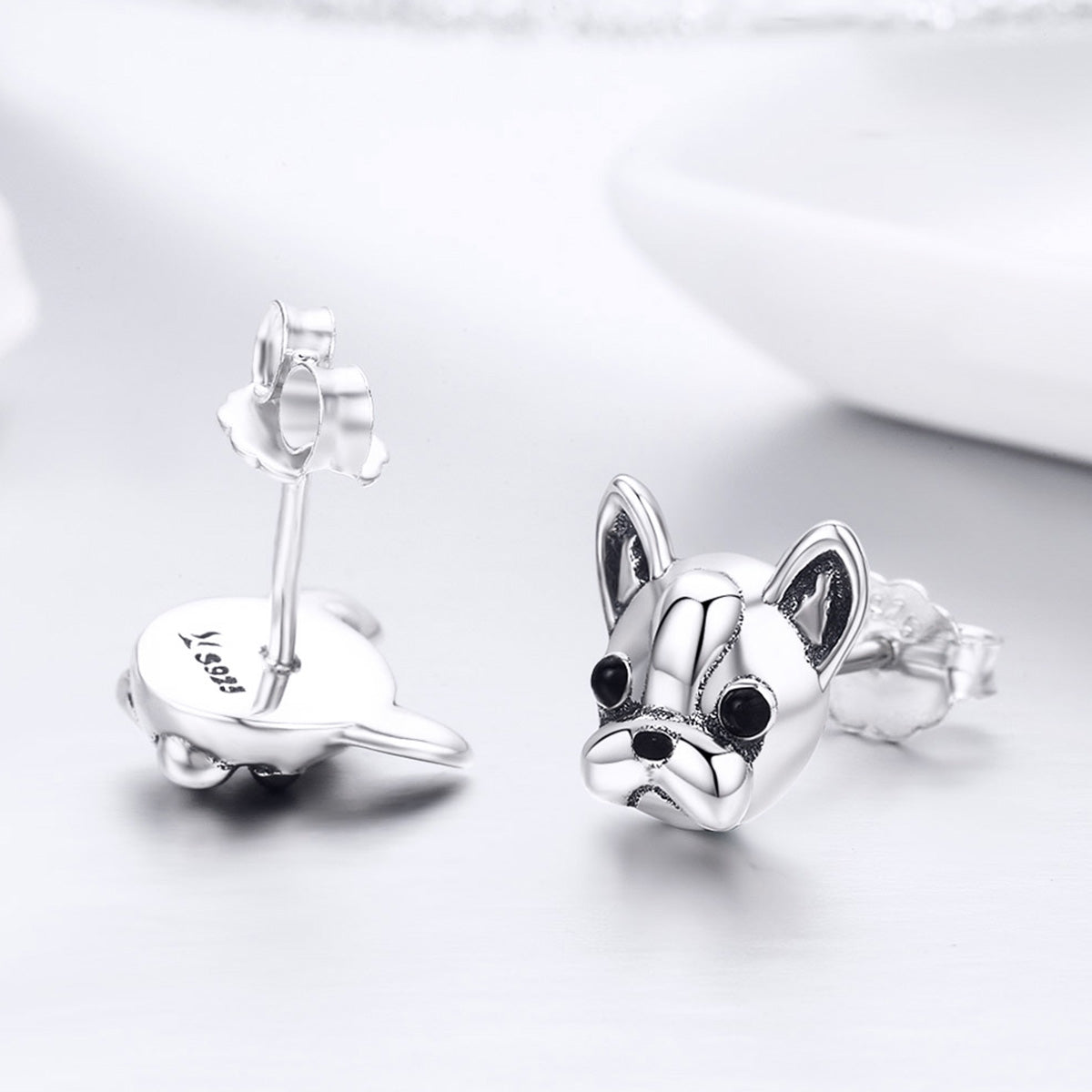 925 Sterling Silver Oxidized Enamel Earrings for Women 1*1cm