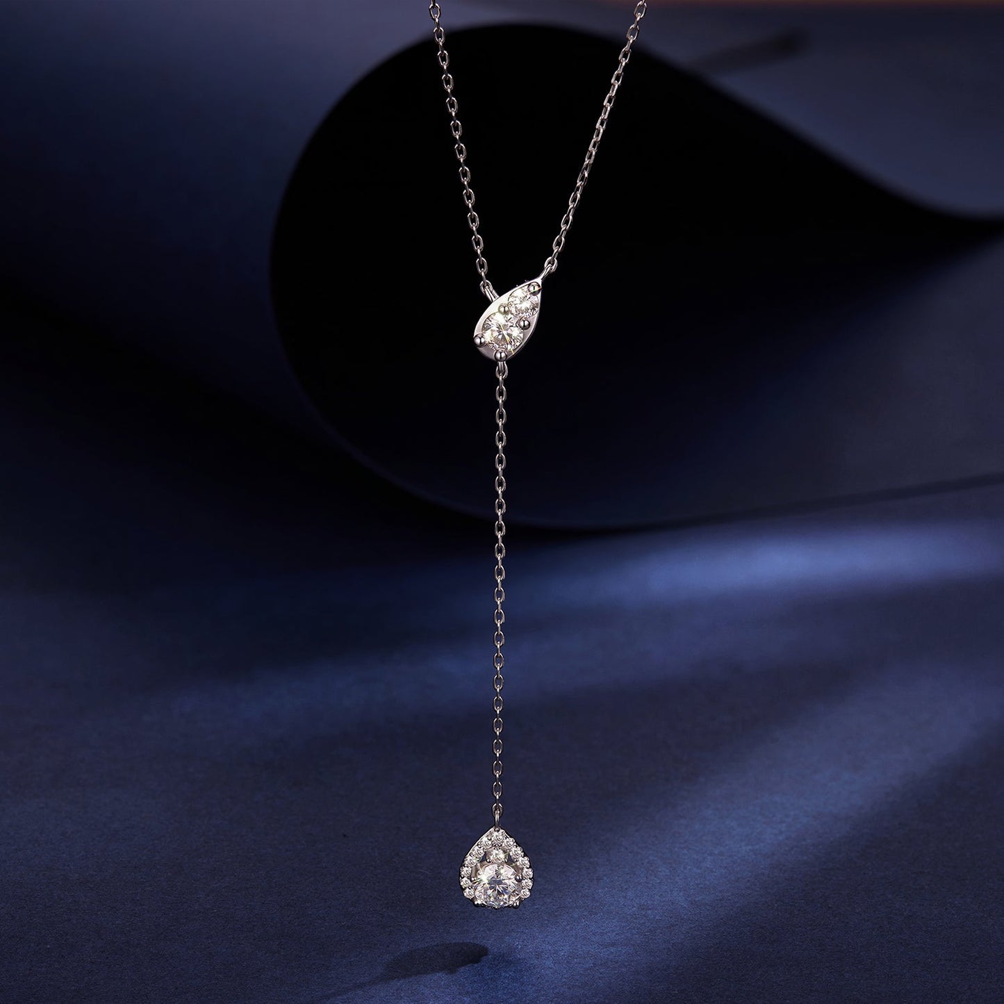 925 Sterling Silver Moissanite Necklace with 3 Stone Sizes for Women