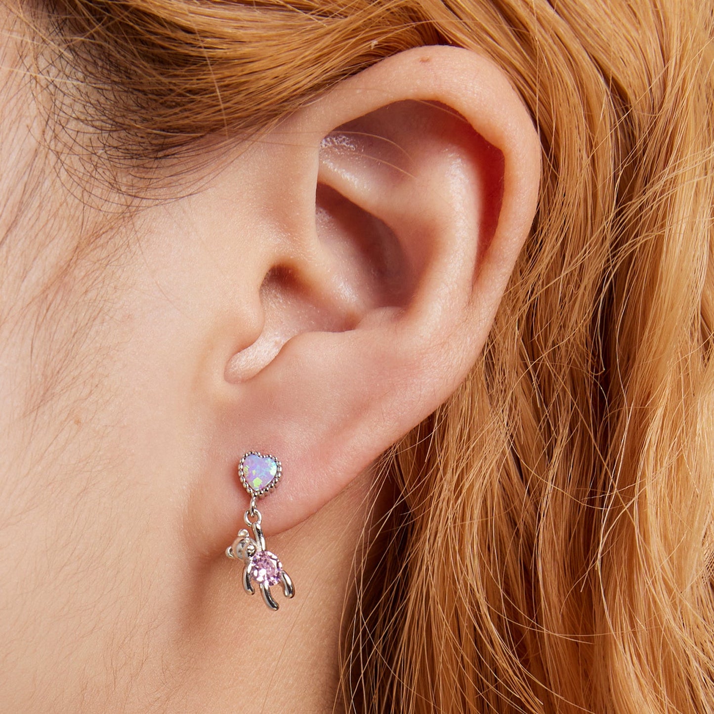 925 Sterling Silver Earrings with Translucent Opal and CZ for Women