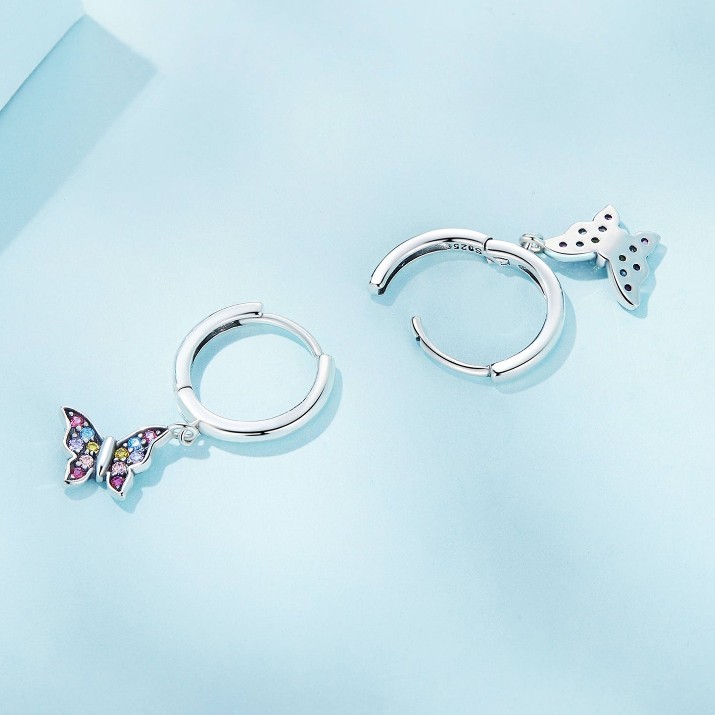 925 Sterling Silver Earrings with Pavé Setting CZ, 2.3*0.95cm, for Women