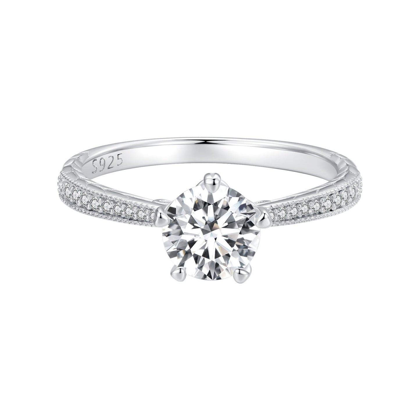 925 Sterling Silver Moissanite 0.8ct Ring Size 6 for Women