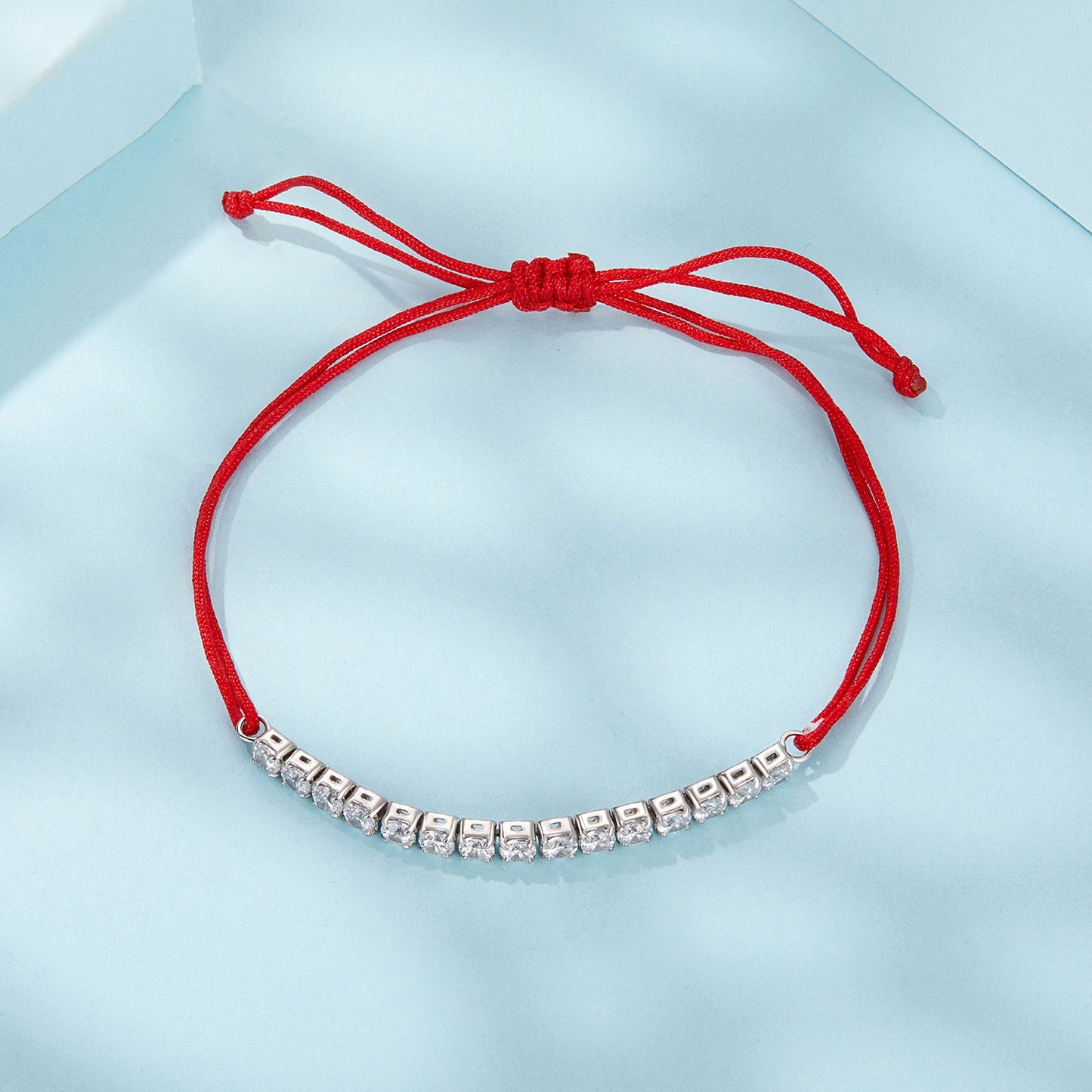 925 Sterling Silver Adjustable White Gold Plated Bracelet with CZ