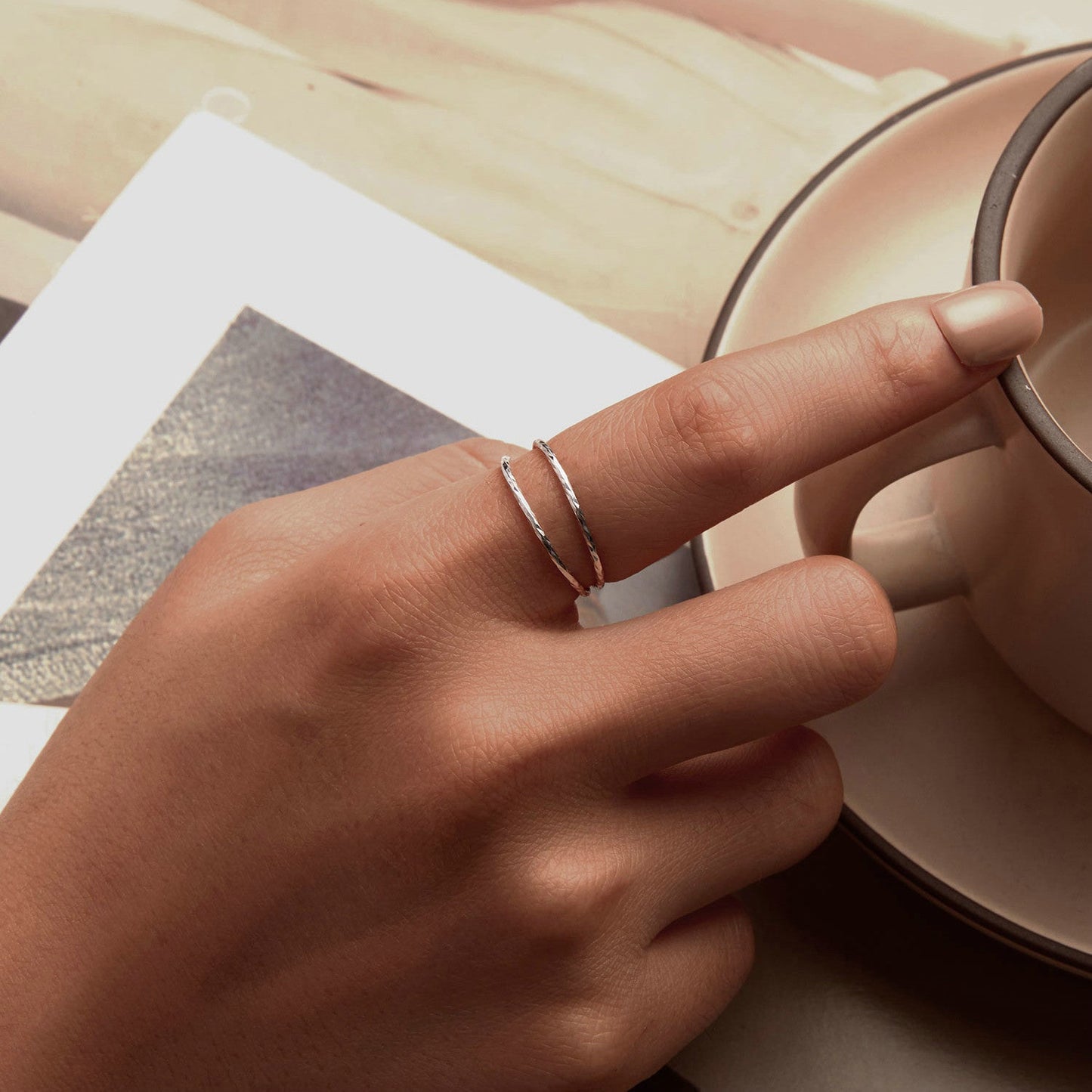925 Sterling Silver & White Gold Plated Ring for Women - Stylish Width 2.3-6.3mm