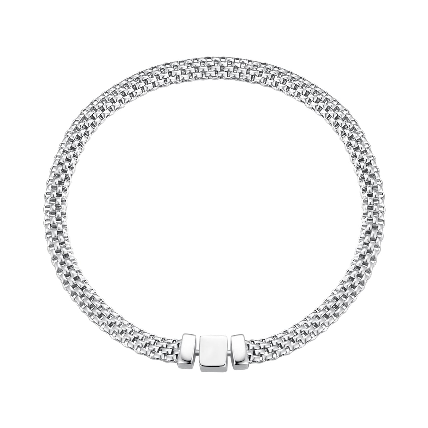 925 Sterling Silver Plated Platinum 17.0 Size Bracelet for Women