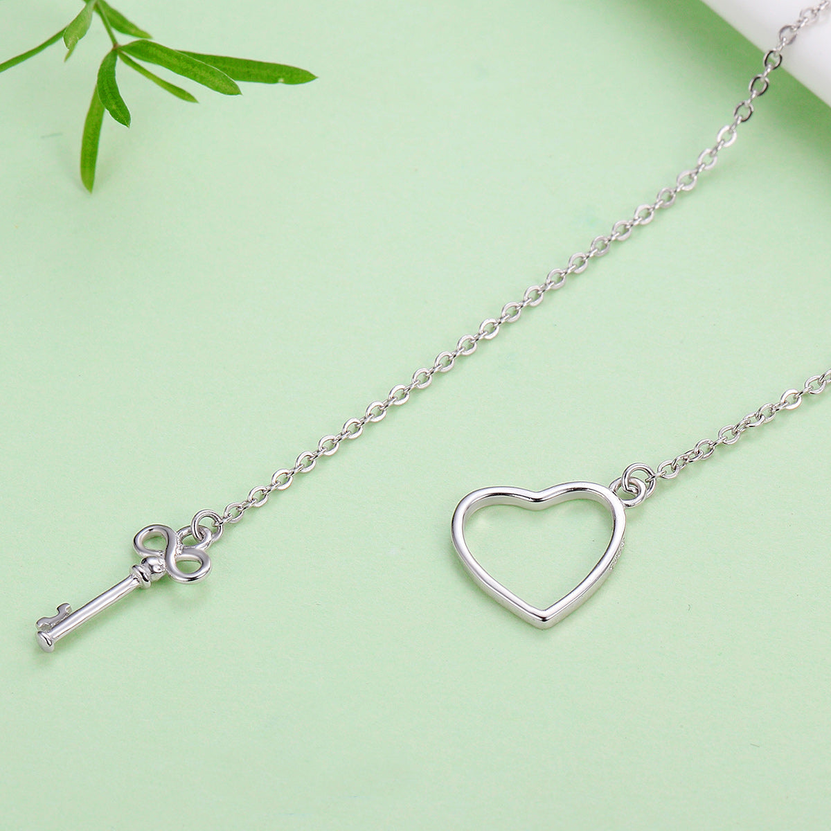 925 Sterling Silver Necklace 55cm with Heart Pendant for Women