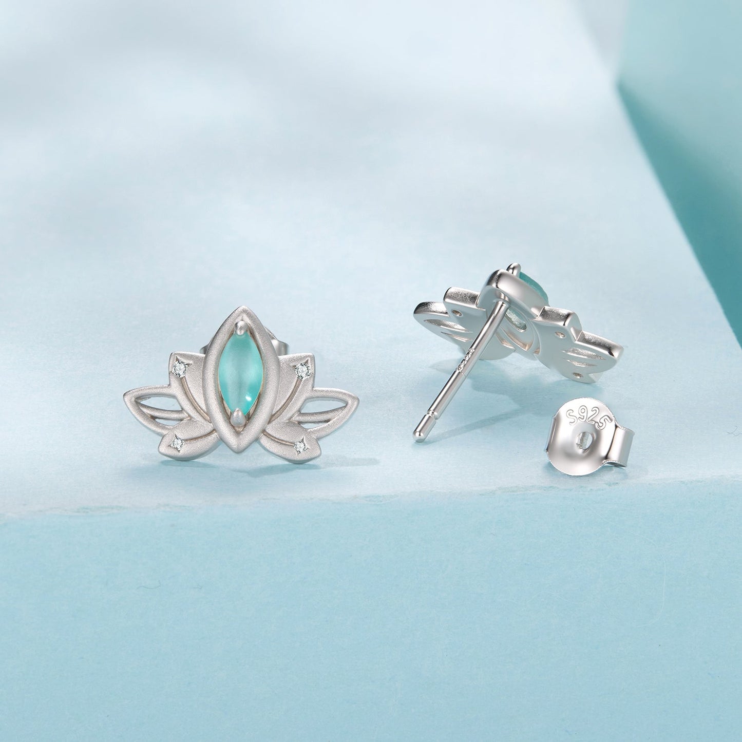 925 Sterling Silver Earrings with Pavé CZ and White Gold Plating, Size 0.9*1.3 cm for Women